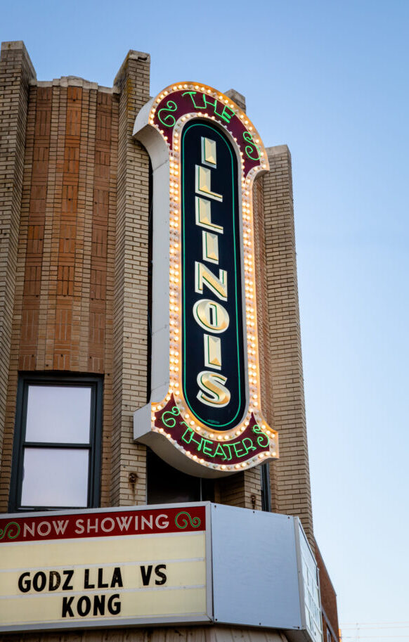 The Illinois Theater marquee